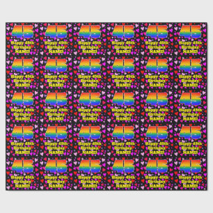 45th Birthday: Loving Hearts Pattern, Rainbow # 45 Wrapping Paper