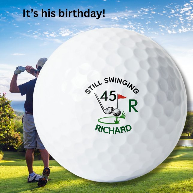 45th Birthday Men's Monogram Name Golf Balls (Creator Uploaded)