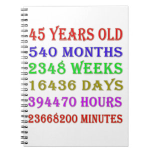 45th Birthday Milestones Notebook