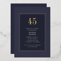 45th Birthday Minimal Elegant Dark Gold Frame