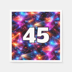 45th Birthday Neon Polygon Abstract Napkin