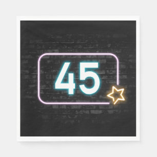 45th Birthday Neon Sign On Brick Napkin