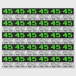 45th Birthday - Nerdy / Geeky Style "45" and Name Wrapping Paper