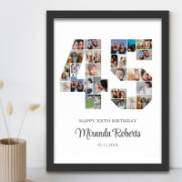 45th Birthday Number 45 Custom Photo Collage