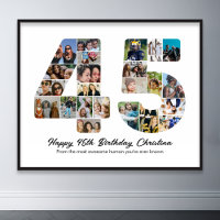 45th Birthday Number 45 Photo Collage Anniversary