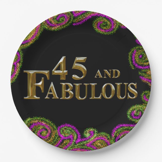 45th Birthday  Paper Plate (Front)