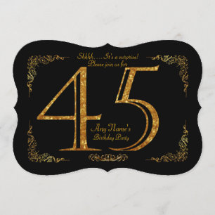 45th,Birthday party 45th,great Gatsby,black & gold Invitation