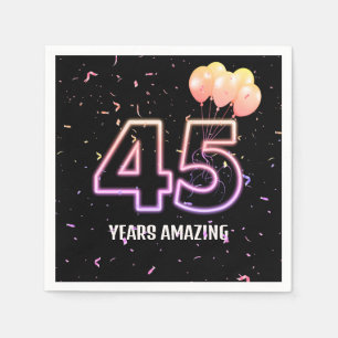 45th Birthday Party Balloons and Confetti Napkin