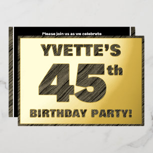 45th Birthday Party — Bold, Faux Wood Grain Text