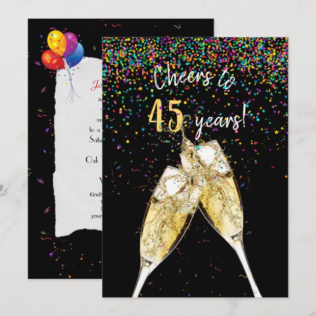 45th Birthday party Invitation (Front/Back)