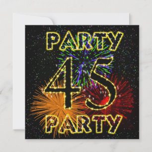 45th birthday party invitation with fireworks