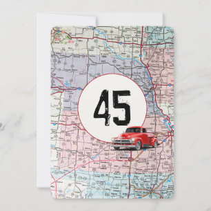 45th Birthday Party Red Retro Truck Invitation
