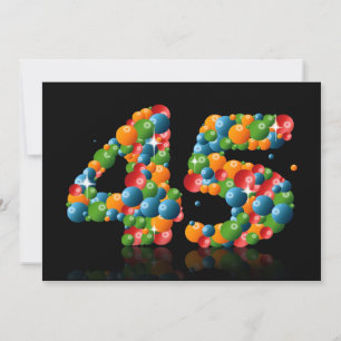 45th Birthday party, with bubbles and balls Invitation