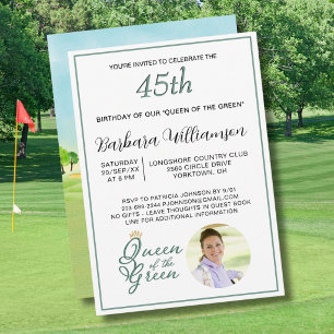 45th Birthday Photo Lady Golfer Theme Invitation
