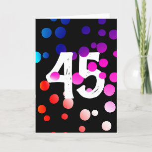 45th Birthday Rainbow Dots on Black  Card