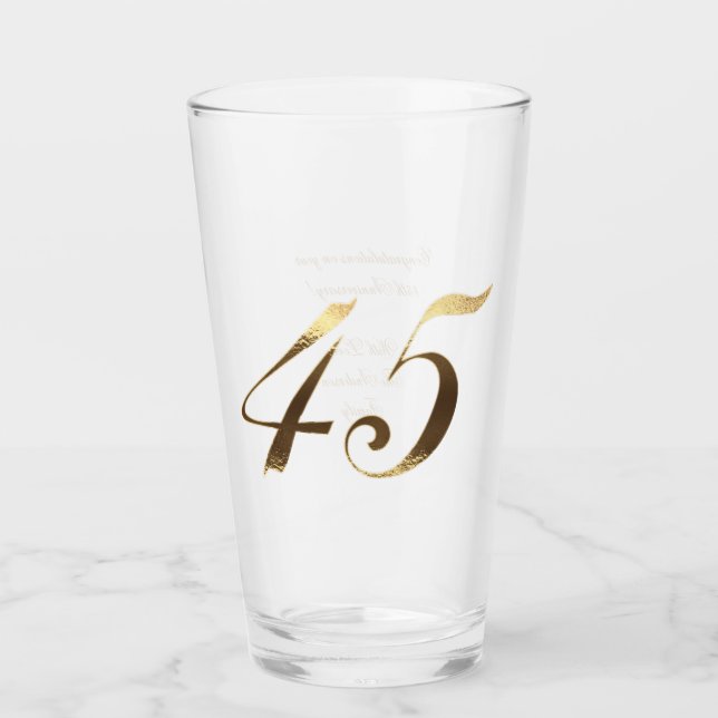 45th Birthday Sapphire Wedding Anniversary Glass (Front)