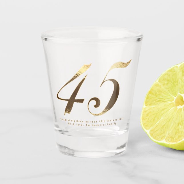 45th Birthday Sapphire Wedding Anniversary Shot Glass (Front)