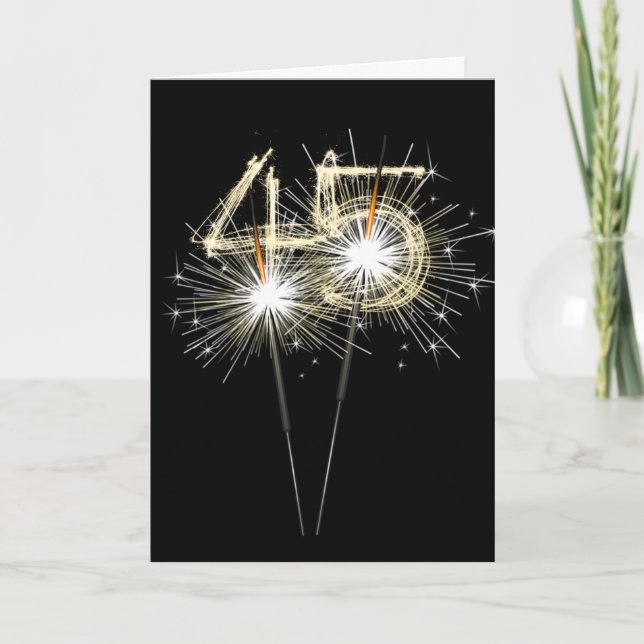 45th Birthday Sparklers on Black Card (Front)