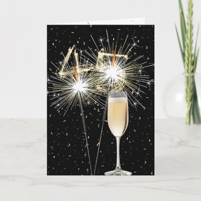 45th Birthday Sparklers With White Wine Card (Front)