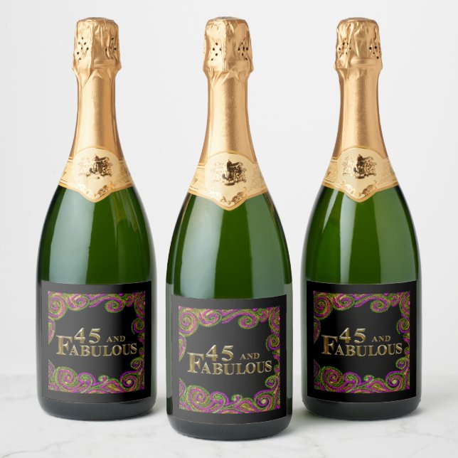 45th Birthday  Sparkling Wine Label (Bottles)