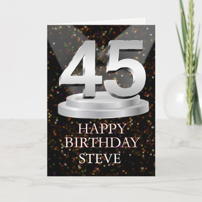 45th Birthday Spotlights Add A Name Card (Front)