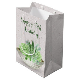 45th Birthday Succulent On Terrazzo    Medium Gift Bag