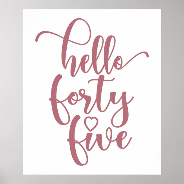 45th Birthday Women Hello 45 Cute 45 Years Old Poster (Front)