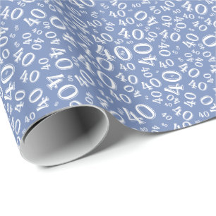 45th Blue/White Birthday Random Number 45 Pattern Wrapping Paper