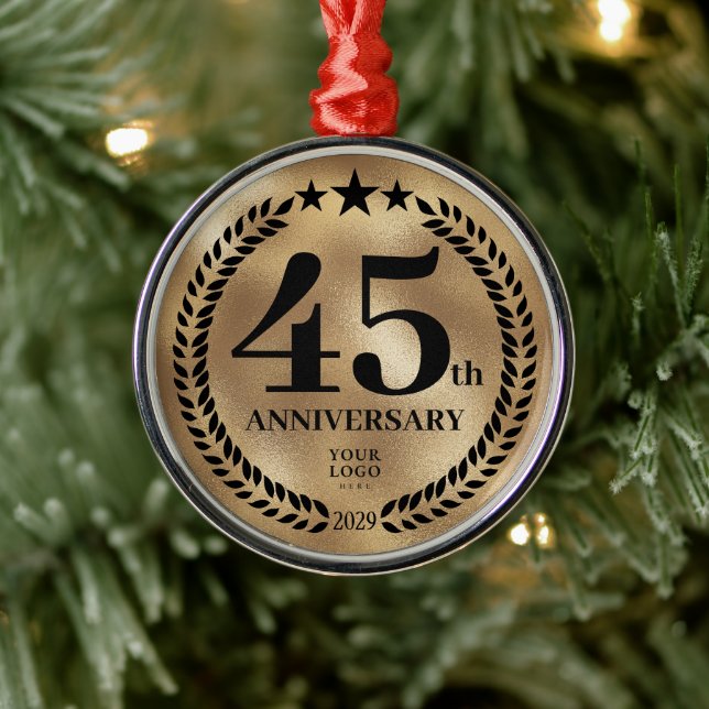 45th Business Anniversary Gold Christmas Metal Tree Decoration (Tree)