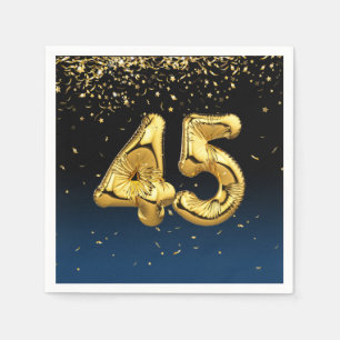 45th Gold Balloons and Confetti Napkins