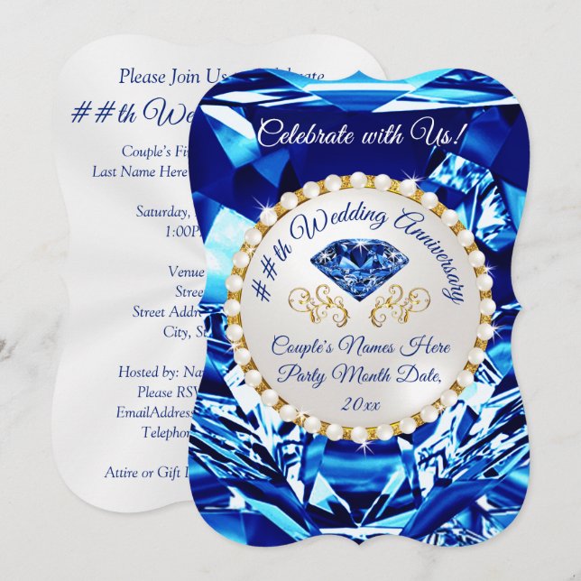 45th or 65th Wedding Anniversary Invitations,  Invitation (Front/Back)