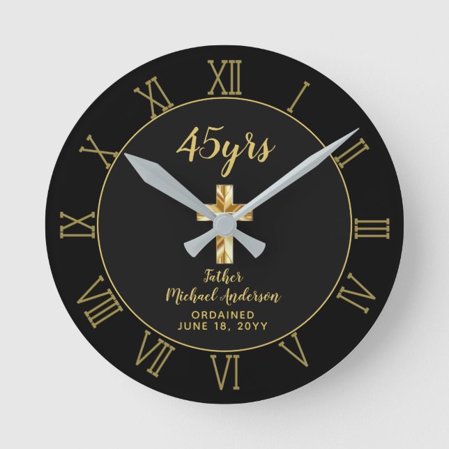 45th Ordination Anniversary Priest Golden Jubilee Round Clock (Front)