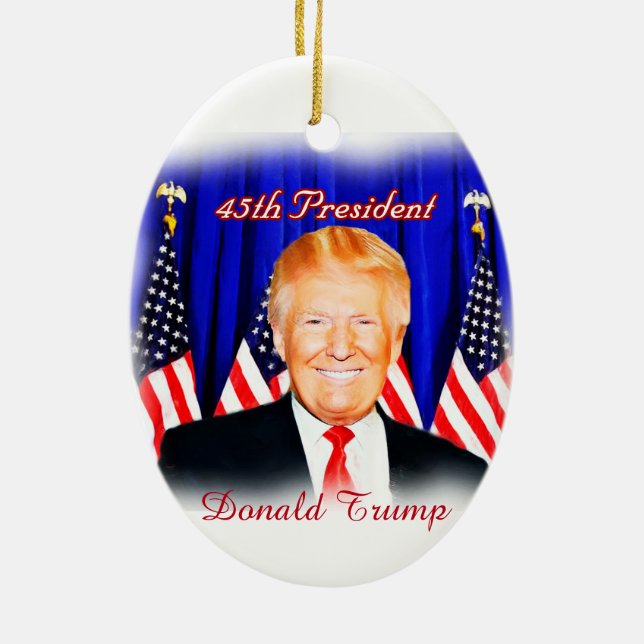 45th President-Donald Trump _ Ceramic Tree Decoration (Back)