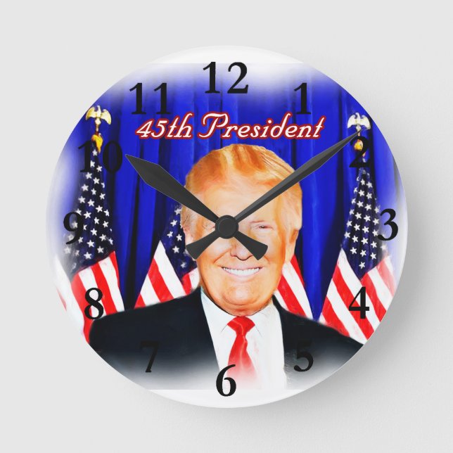 45th President-Donald Trump _ Round Clock (Front)