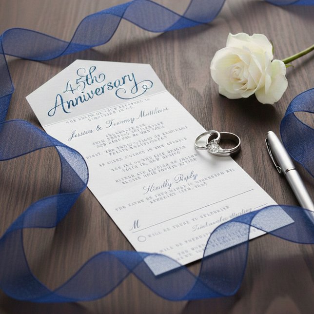 45th Sapphire Wedding Anniversary All In One Invitation (Creator Uploaded)