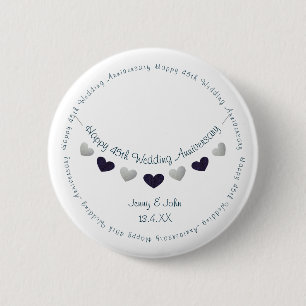 45th sapphire wedding anniversary bunting design 6 cm round badge