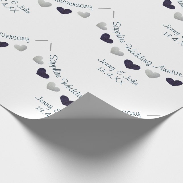 45th sapphire wedding anniversary bunting design wrapping paper (Corner)