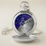 45th Sapphire Wedding Anniversary Design 2 Pocket Watch<br><div class="desc">⭐⭐⭐⭐⭐ 5 Star Review. Pocket Watch. 45th or 65th Sapphire Wedding Anniversary Design. ⭐This Product is 100% Customisable. Graphics and/or text can be added, deleted, moved, resized, changed around, rotated, etc... ✔(just by clicking on the "EDIT DESIGN" area) ⭐99% of my designs in my store are done in layers. This...</div>