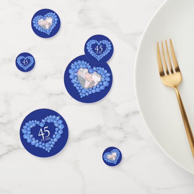 45th sapphire wedding anniversary heart blue photo confetti (Group)
