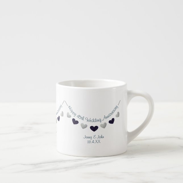 45th Sapphire Wedding Anniversary husband & wife Espresso Cup (Right)