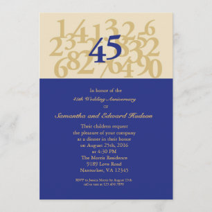45th Sapphire Wedding Anniversary Invitation