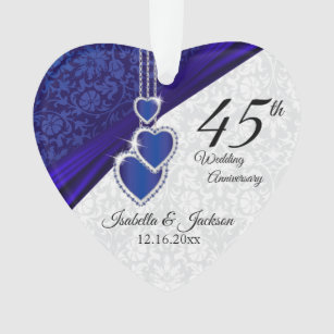 45th Sapphire Wedding Anniversary Keepsake 3 Ornament
