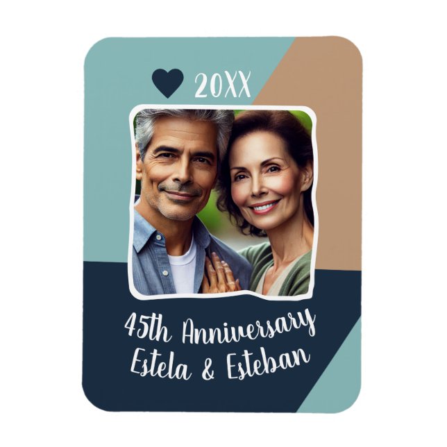 45th Sapphire Wedding Anniversary Photo Keepsake Magnet (Vertical)