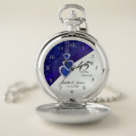 45th Sapphire Wedding Anniversary Pocket Watch<br><div class="desc">Pocket Watch. 45th or 65th Sapphire Wedding Anniversary Design. ⭐This Product is 100% Customisable. Graphics and /or text can be added, deleted, moved, resized, changed around, rotated, etc... 99% of my designs in my store are done in layers. This makes it easy for you to resize and move the graphics...</div>