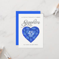 45th Sapphire wedding strong heart watercolor blue