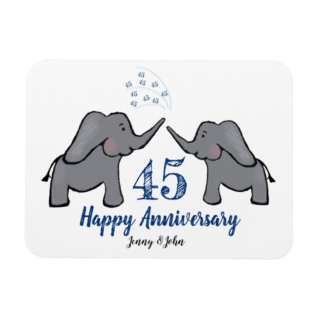 45th sappire wedding anniversary cute elephant  magnet (Horizontal)