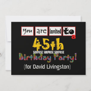 45th SURPRISE Birthday Party Invitation Template