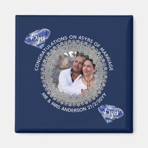 45th Wedding Anniversary - ADD PHOTO Sapphire Blue Magnet