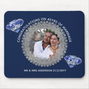 45th Wedding Anniversary - ADD PHOTO Sapphire Blue Mouse Mat