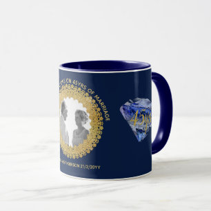 45th Wedding Anniversary - ADD PHOTO Sapphire Blue Mug